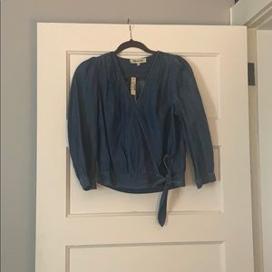 Madewell Chambray faux wrap top